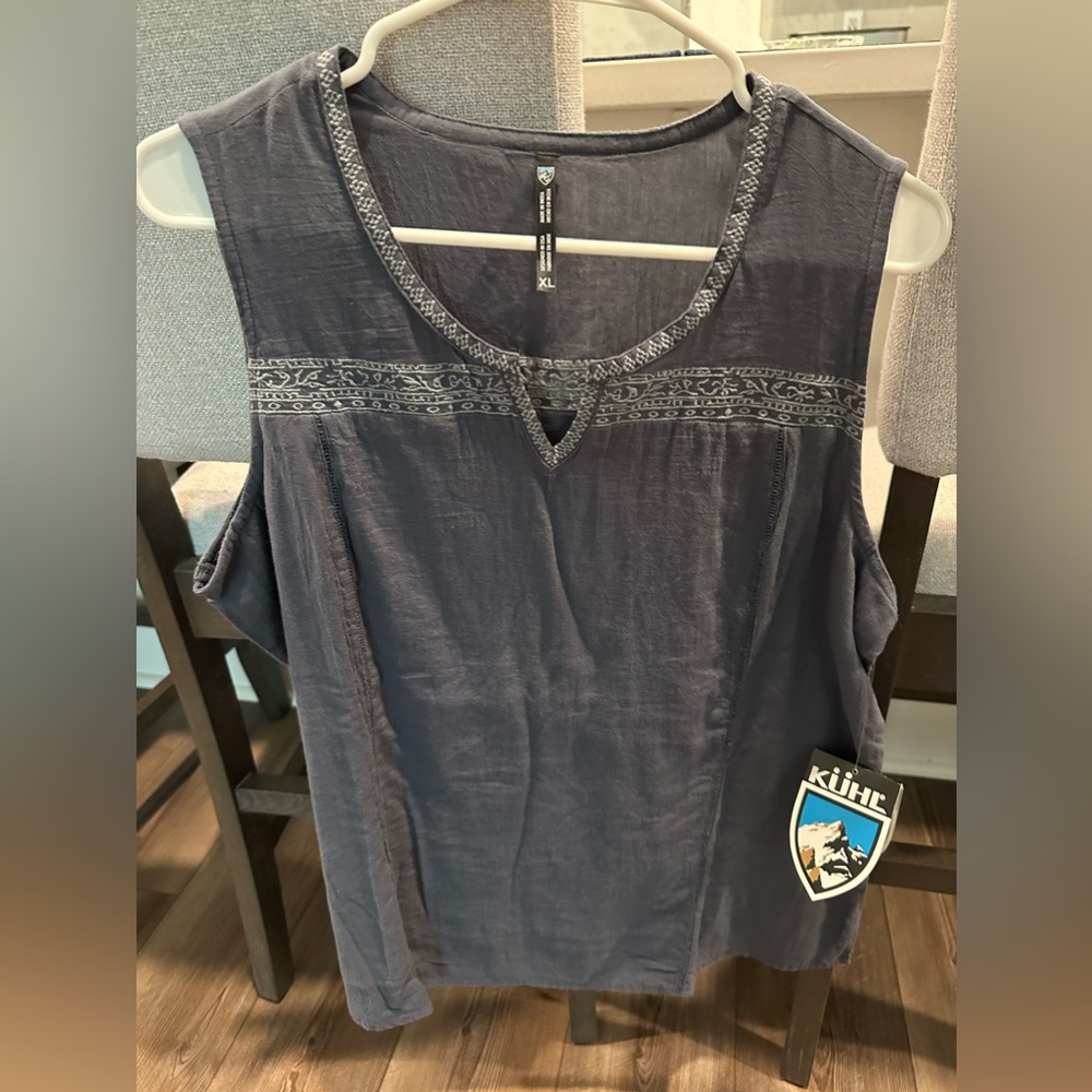Kuhl Embroidered Blue Katrin Tank XL NWT